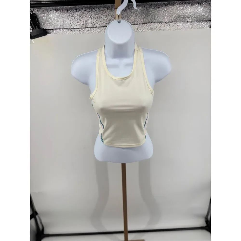 Spiritual Gangster Women's White Side Striped Racerback Tank Top Size XS